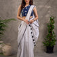 Indigo Printed Navy Blue Sleeveless Blouse with Asymmetric Collar
