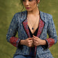 Dramatic Elegance: Indigo Blue Long Shrug With Exquisite Ajrakh Lining