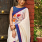Hand-painted Pichwai inspired elegance on ivory chanderi saree