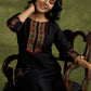 Classic Black Cotton Silk Kutch Mirror Work Kurta - Pant Optional