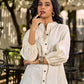 Ivory Cotton Flex Shirt Featuring Soft Gathered Sleeves