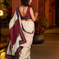 Classic ivory cotton saree adorned with Jamdani-inspired woven motifs