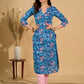 Blue Breeze Floral Printed Mul Cotton Kurta with Striking Pink Highlights