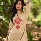 Sophisticated Beige Cotton Kurta with Statement Hand Block Design and Printed Hem Border