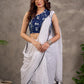 Indigo Printed Navy Blue Sleeveless Blouse with Asymmetric Collar