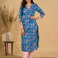 Blue Breeze Floral Printed Mul Cotton Kurta with Striking Pink Highlights