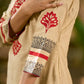 Sophisticated Beige Cotton Kurta with Statement Hand Block Design and Printed Hem Border