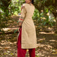 Sophisticated Beige Cotton Kurta with Statement Hand Block Design and Printed Hem Border