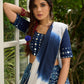 Modern folkloric layered indigo lehenga beautifully contrasted with a luminous full mirror work choli - Lehriya dupatta optional.