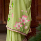Classic Pista Green Chanderi Saree with Hand-Painted Pichwai Motifs & Contrast Magenta Accent