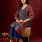 Rustic Harmony Blue–Maroon Combination Ajrakh Cotton Kurta with Delicate Embroidery