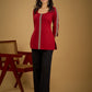 Elegant maroon cotton top highlighted with beautiful border detailing.