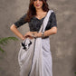Black Bandhani Print Viscose Blouse with Deep V Neckline
