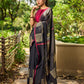 Timeless Black Cotton Saree with Classic Hand Block Print and Contrasting Border Detailing