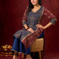 Rustic Harmony Blue–Maroon Combination Ajrakh Cotton Kurta with Delicate Embroidery