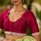 Classic Pista Green Chanderi Saree with Hand-Painted Pichwai Motifs & Contrast Magenta Accent