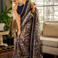 Mystic Black Kalamkari Print Chanderi Saree with Dotted Border & Pink Hem
