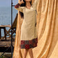 Sand Beige Tie-Up Wrap Rayon Dress With Ajrakh Patchwork Accents