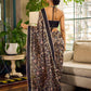 Mystic Black Kalamkari Print Chanderi Saree with Dotted Border & Pink Hem