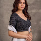 Black Bandhani Print Viscose Blouse with Deep V Neckline