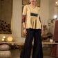 Chic Beige Cotton Top Enhanced With Ajrakh Print Sleeves And An Embellished Mirror Work Yoke