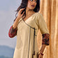 Sand Beige Tie-Up Wrap Rayon Dress With Ajrakh Patchwork Accents