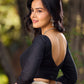Classic Black Cotton Silk Full Sleeves Blouse