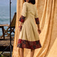 Sand Beige Tie-Up Wrap Rayon Dress With Ajrakh Patchwork Accents