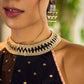 Mystic Black Kalamkari Print Chanderi Saree with Dotted Border & Pink Hem