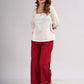 Ivory Cotton Straight Top with Madhubani Hand Painted Sleeves and Pockets