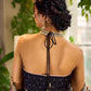 Mystic Black Kalamkari Print Chanderi Saree with Dotted Border & Pink Hem