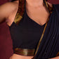 Black Heritage Handloom Blouse with Golden Self Stripes & Zari-Embellished Border