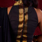 Black Heritage Handloom Blouse with Golden Self Stripes & Zari-Embellished Border