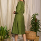 Rich green cotton dress with elegant block print and sequin embellishments