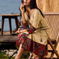 Sand Beige Tie-Up Wrap Rayon Dress With Ajrakh Patchwork Accents