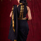 Black Heritage Handloom Blouse with Golden Self Stripes & Zari-Embellished Border