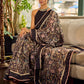Mystic Black Kalamkari Print Chanderi Saree with Dotted Border & Pink Hem