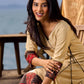 Sand Beige Tie-Up Wrap Rayon Dress With Ajrakh Patchwork Accents