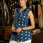 Indigo Sleeveless Shirt with Geometric Patterns