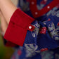 Elegant Navy Blue Tulip Buti Print Cotton Kurta with Pearl Embellished Neckline