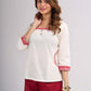 Ivory Cotton Straight Top with Madhubani Hand Painted Sleeves and Pockets