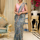 Dreamy Hand block-printed Chanderi saree bursting with floral opulence and vintage charm
