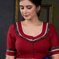 Maroon Cotton Frilled Neck Blouse