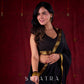 Black Heritage Handloom Blouse with Golden Self Stripes & Zari-Embellished Border