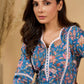 Blue Blossom Mul Cotton Printed Kurta with Delicate Lace Accents
