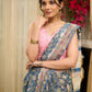 Dreamy Hand block-printed Chanderi saree bursting with floral opulence and vintage charm