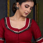 Maroon Cotton Frilled Neck Blouse