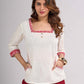 Ivory Cotton Straight Top with Madhubani Hand Painted Sleeves and Pockets