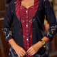 Classic Black Woven Jamdani Jacket With Rich Maroon Contrasting Collar