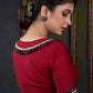 Maroon Cotton Frilled Neck Blouse
